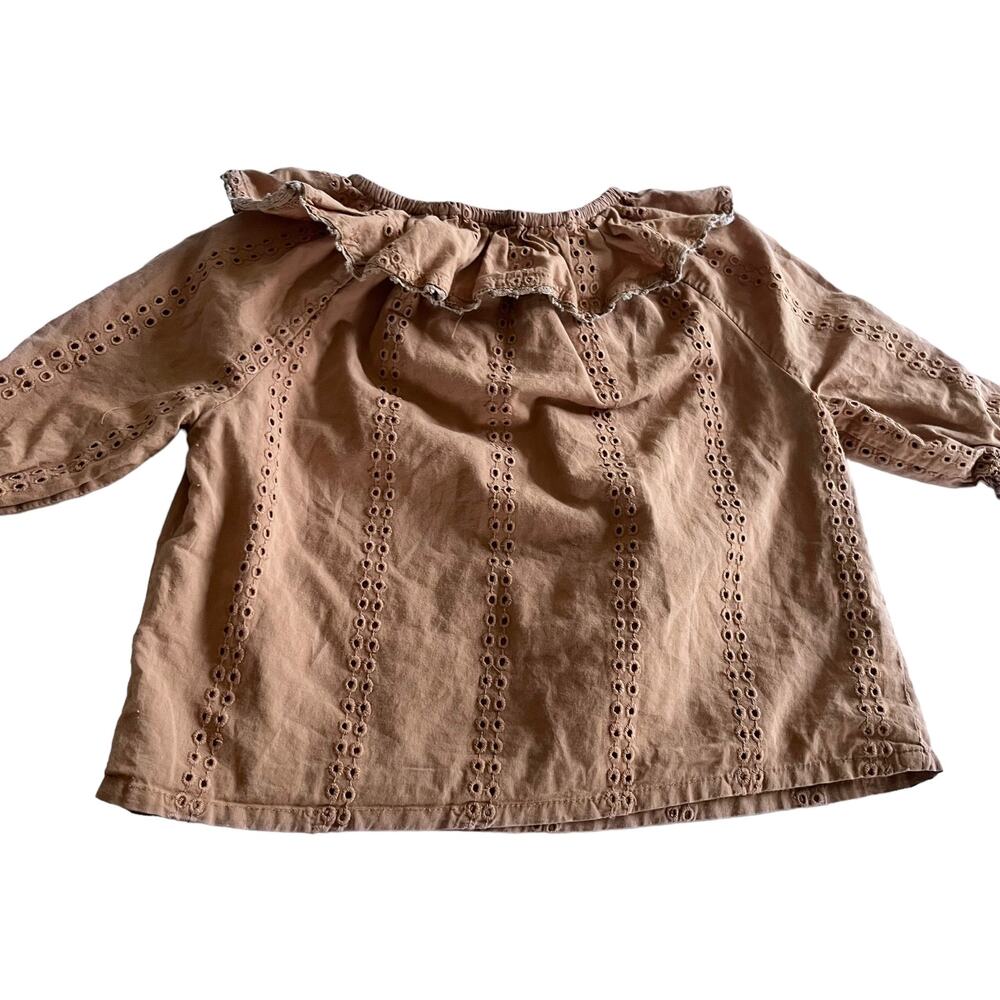 Mar Mar girls brown embroidered eyelet blouse 6 months - Picture 2 of 8